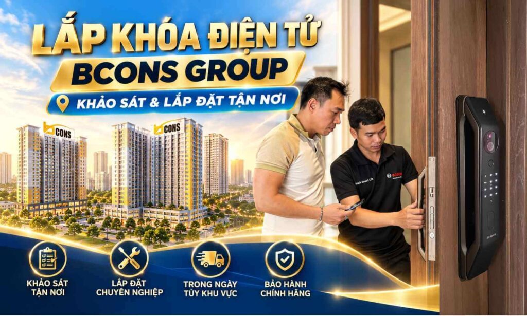 Lắp khóa điện tử Bcons Group, khảo sát & lắp đặt tận nơi Lắp khóa điện tử Bcons Group, khảo sát & lắp đặt tận nơi