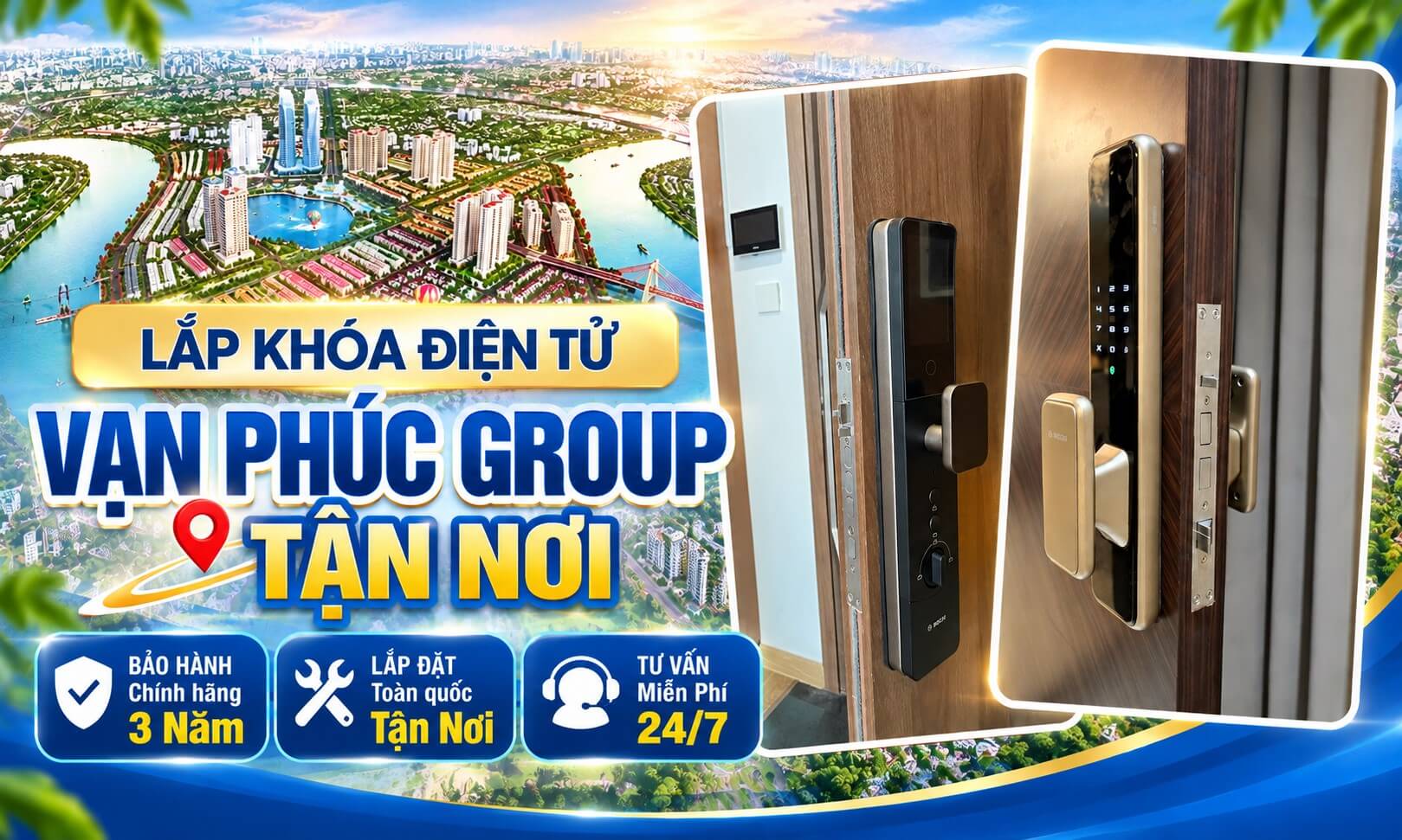 Lắp khóa điện tử Vạn Phúc Group tận nơi | Báo giá chi tiết