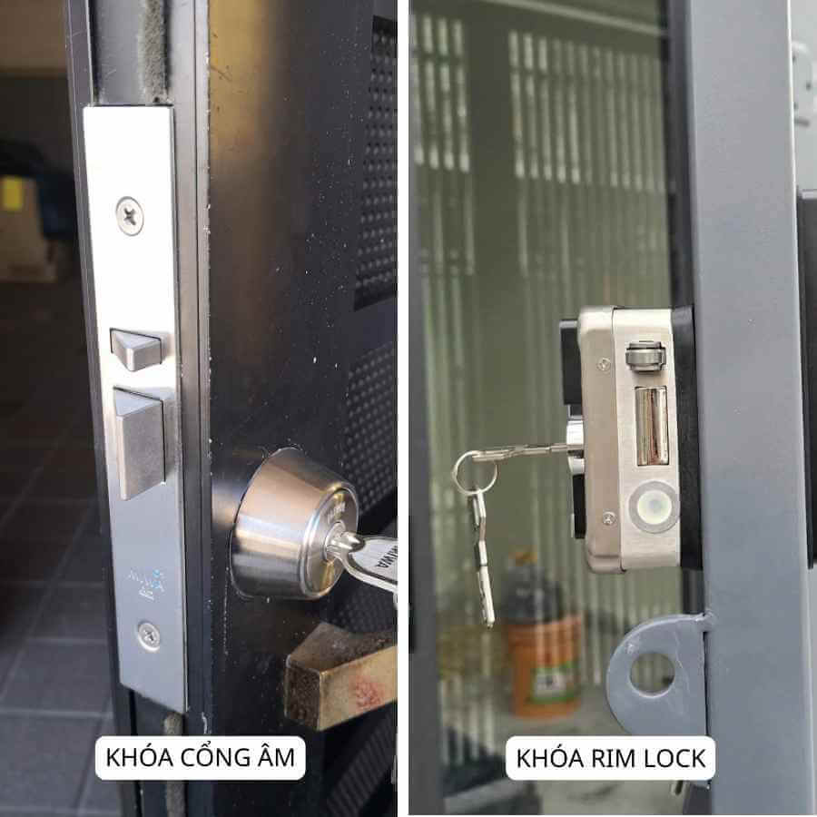 Khóa cổng Rim Lock ngoài trời inox chống nước cho cửa cổng So sánh khóa cổng âm và khóa Rim Lock
